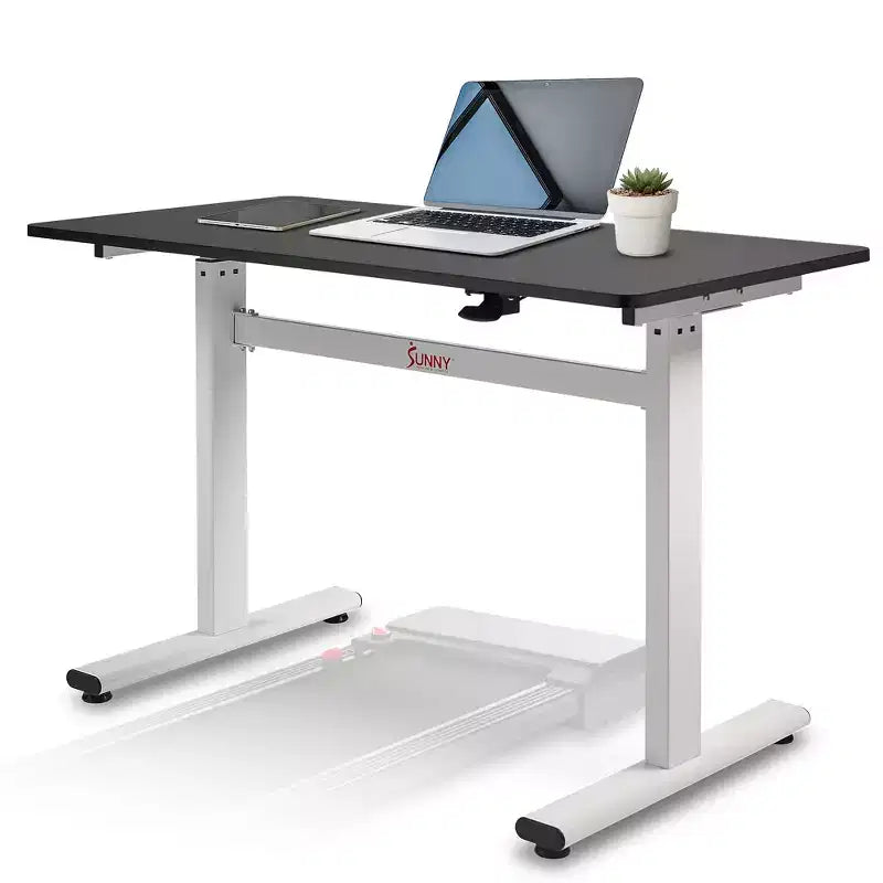 Sunny Health & Fitness Air-Drive Standing Desk with Cordless Air Lift - White