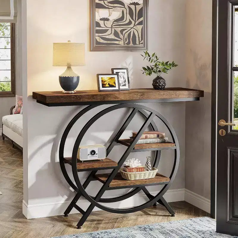Escritorio de ordenador en forma de L con soporte para monitor – Oficina en casa