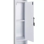Meuble de Rangement Salle de Bain Haut et Fin avec 2 Portes et Tiroir – Blanc