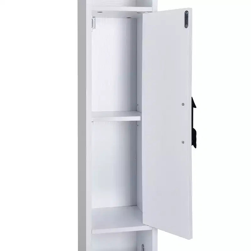 Meuble de Rangement Salle de Bain Haut et Fin avec 2 Portes et Tiroir – Blanc