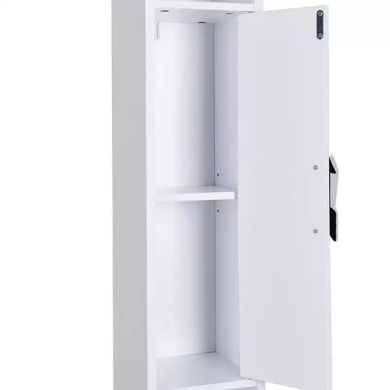 Meuble de Rangement Salle de Bain Haut et Fin avec 2 Portes et Tiroir – Blanc
