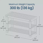 Banc à chaussures, Organisateur de rangement à chaussures à 3 niveaux en bambou, Banc d'entrée, Supporte jusqu'à 130 kg, 28,7 x 70,1 x 45,2 cm, pour entrée, salle de bain, chambre