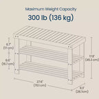 Banc à chaussures, Organisateur de rangement à chaussures à 3 niveaux en bambou, Banc d'entrée, Supporte jusqu'à 130 kg, 28,7 x 70,1 x 45,2 cm, pour entrée, salle de bain, chambre
