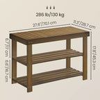Banc à chaussures, Organisateur de rangement à chaussures à 3 niveaux en bambou, Banc d'entrée, Supporte jusqu'à 130 kg, 28,7 x 70,1 x 45,2 cm, pour entrée, salle de bain, chambre