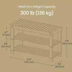 Banc à chaussures, Organisateur de rangement à chaussures à 3 niveaux en bambou, Banc d'entrée, Supporte jusqu'à 130 kg, 28,7 x 70,1 x 45,2 cm, pour entrée, salle de bain, chambre