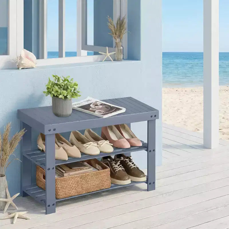 Banco zapatero, organizador de almacenamiento de zapatos de bambú de 3 niveles, banco de entrada, soporta hasta 129.7 kg, 28.7 x 70.1 x 45.2 cm, para entrada, baño, dormitorio