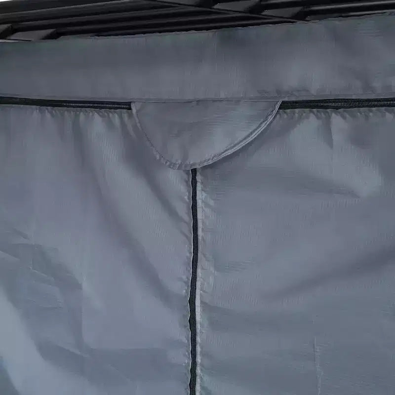 Cama alta de metal Twin/Full con escritorio, estantes, luz LED y armario