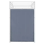Cama alta de metal Twin/Full con escritorio, estantes, luz LED y armario