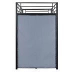 Cama alta de metal Twin/Full con escritorio, estantes, luz LED y armario