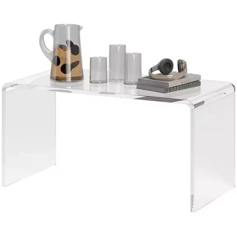 Mesa de centro rectangular de acrílico con efecto cascada – Transparente de 15mm de grosor