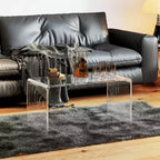 Mesa de centro rectangular de acrílico con efecto cascada – Transparente de 15mm de grosor