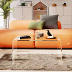 Mesa de centro rectangular de acrílico con efecto cascada – Transparente de 15mm de grosor