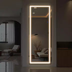 LED Aluminum Frameless Silver Full-Body Rounded Rectangle Mirror