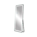 Espejo LED de Cuerpo Entero Rectangular Redondeado de Aluminio Sin Marco Plateado