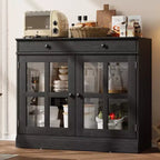 35.4 Sideboard Buffet Cabinets with Glass Door, Sideboard Cabinet with Drawer, Modern Sideboard Buffet for Bedroom, Dining Room, Living Room