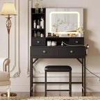 Vanity Desk with Mirror, 3 Adjustable Lighting Mode Makeup Vanity, Modern Dressing Table and Stool with Charging Station