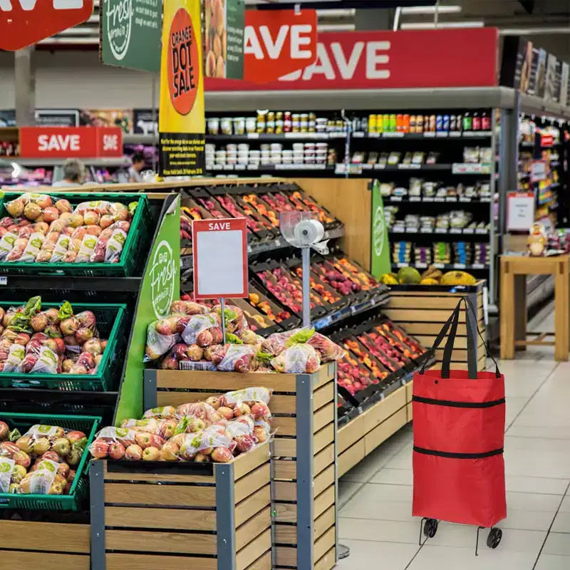 Bolsa de compras plegable impermeable con ruedas – 13-18 pulgadas
