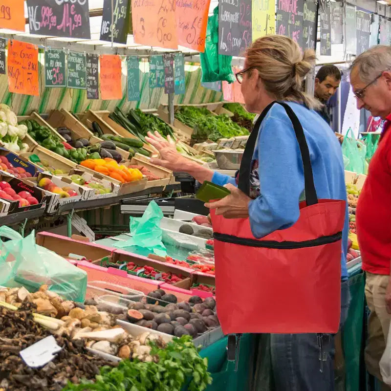 Bolsa de compras plegable impermeable con ruedas – 13-18 pulgadas