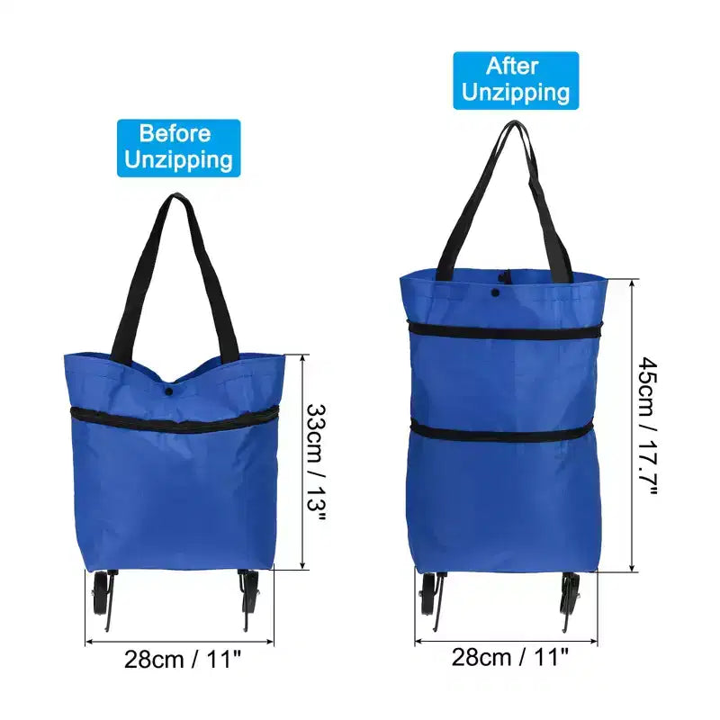 Bolsa de compras plegable impermeable con ruedas – 13-18 pulgadas