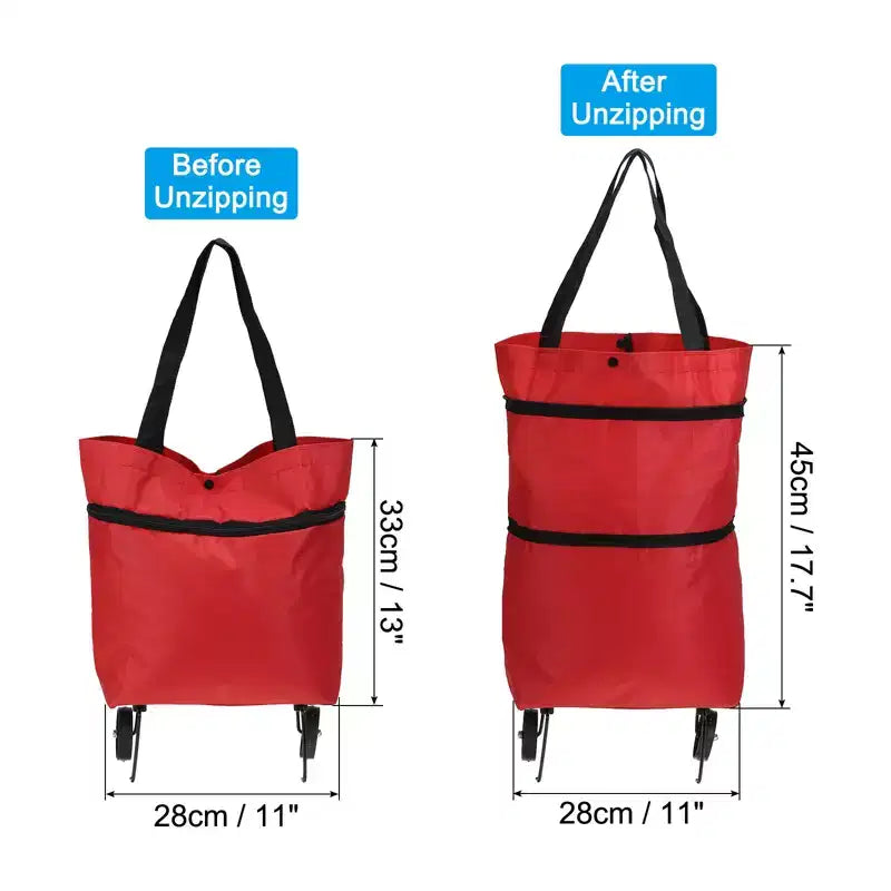 Bolsa de compras plegable impermeable con ruedas – 13-18 pulgadas