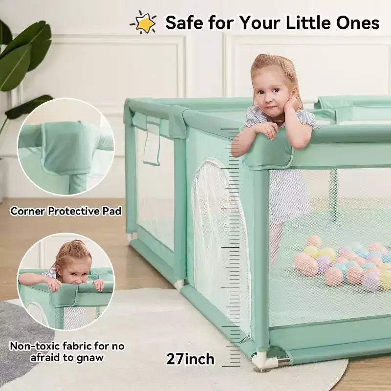 Parc bébé 4 panneaux 79x79 – Aire de jeu portable spacieuse et sécurisée