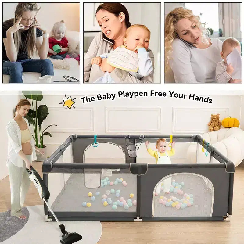 Parc bébé 4 panneaux 79x79 – Aire de jeu portable spacieuse et sécurisée