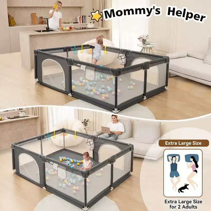 Parc bébé 4 panneaux 79x79 – Aire de jeu portable spacieuse et sécurisée