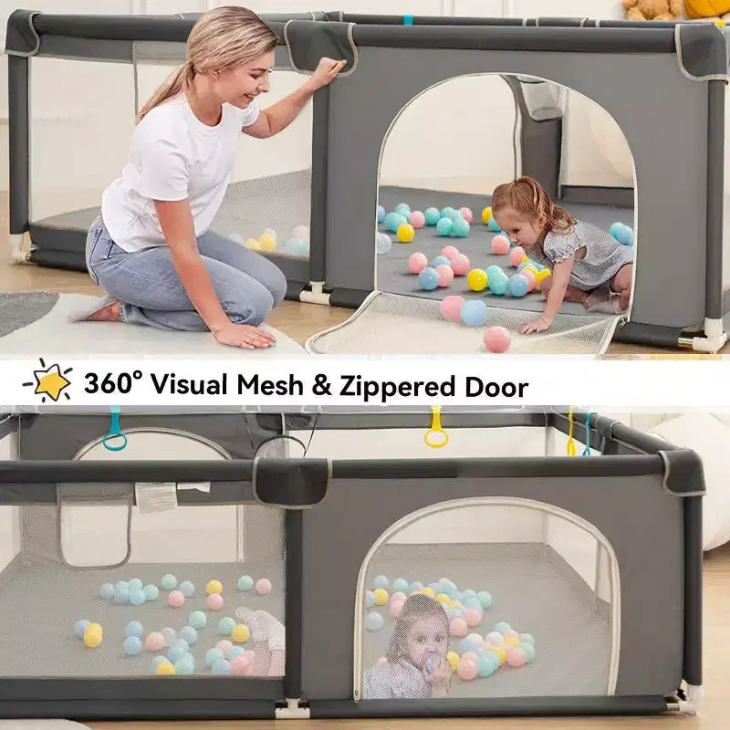 Parc bébé 4 panneaux 79x79 – Aire de jeu portable spacieuse et sécurisée