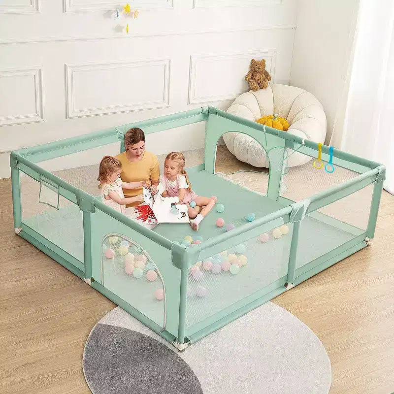 Corral de juegos para bebés de 79x79 con 4 paneles - Parque espacioso y seguro portátil
