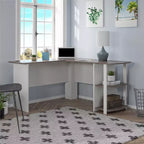 Bureau d'angle avec étagères – Bureau à domicile et salle d'étude