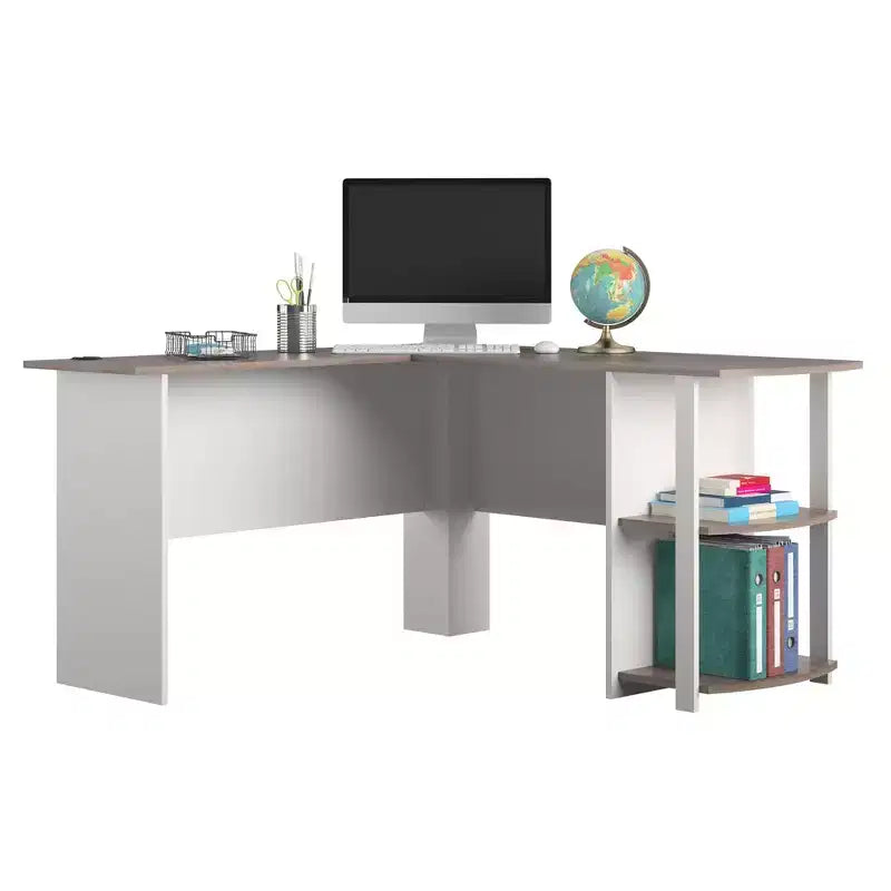 Bureau d'angle avec étagères – Bureau à domicile et salle d'étude