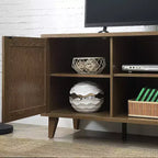 Mueble de TV de 60 pulgadas con dos puertas y organizador de cables – Nogal, para televisores de hasta 65"