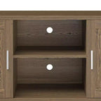 Mueble de TV de 60 pulgadas con dos puertas y organizador de cables – Nogal, para televisores de hasta 65"