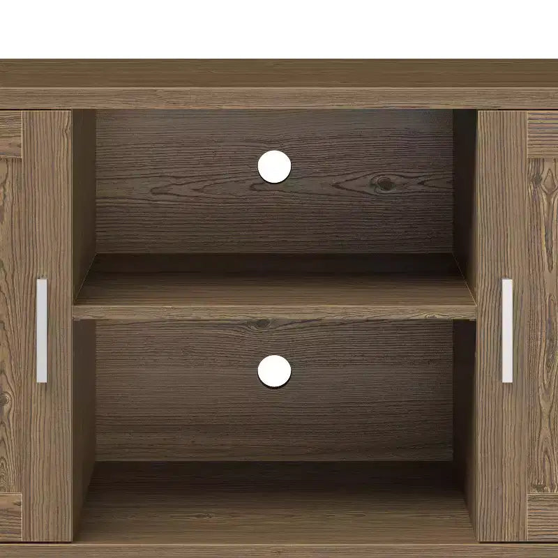 Mueble de TV de 60 pulgadas con dos puertas y organizador de cables – Nogal, para televisores de hasta 65"