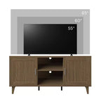 Mueble de TV de 60 pulgadas con dos puertas y organizador de cables – Nogal, para televisores de hasta 65"