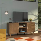 Mueble de TV de 60 pulgadas con dos puertas y organizador de cables – Nogal, para televisores de hasta 65"