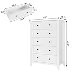 Cómoda alta de madera de 5 cajones con almacenamiento profundo – Dormitorio y recibidor
