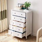 Cómoda alta de madera de 5 cajones con almacenamiento profundo – Dormitorio y recibidor