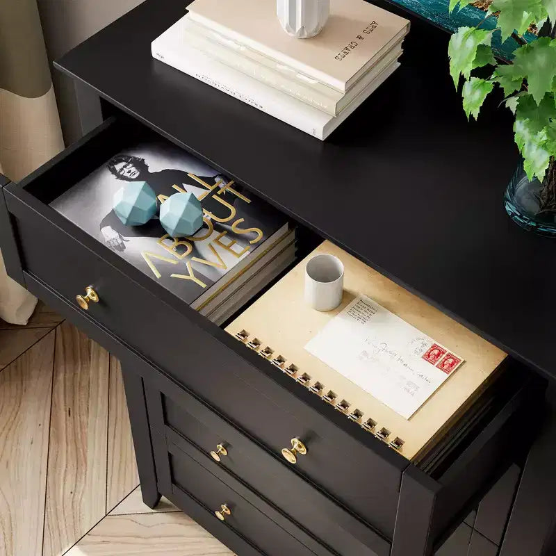 Cómoda alta de madera de 5 cajones con almacenamiento profundo – Dormitorio y recibidor