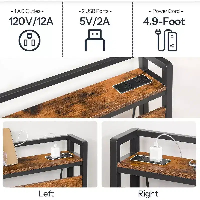 Cabecero Queen con Estación de Carga – 2 Tomas de Corriente y 4 Puertos USB, Altura Ajustable