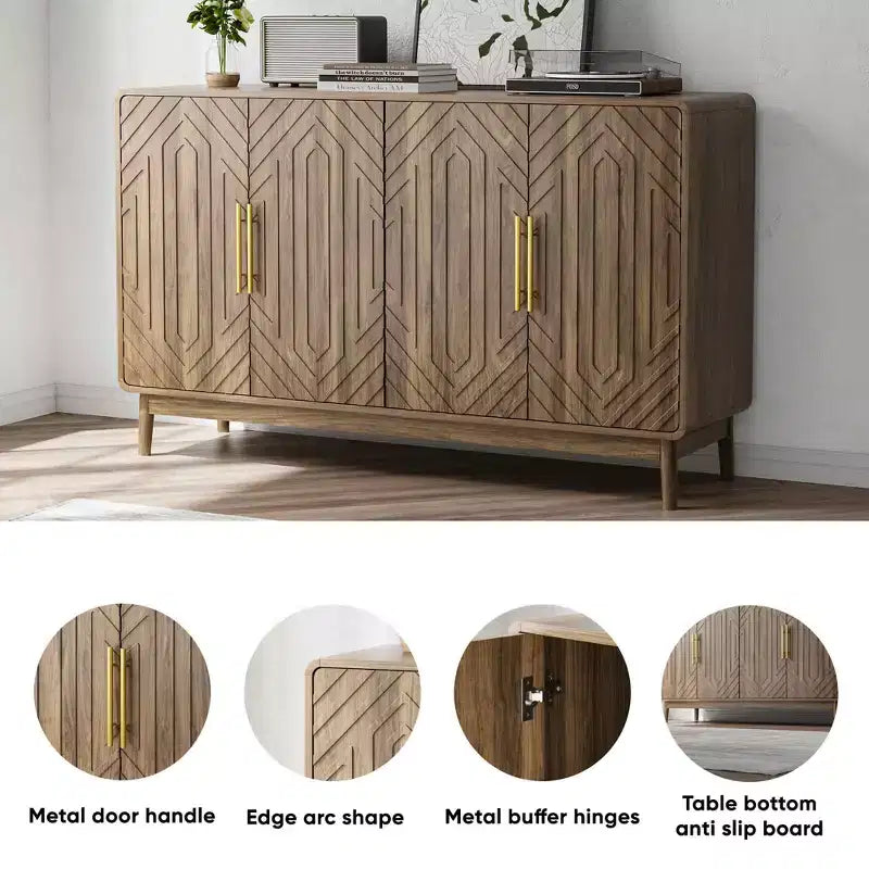 Aparador bufé tallado con 4 puertas – Nogal