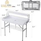Mesa plegable de helados refrigerada para niños con almacenamiento y drenaje. Enfriador de bebidas para exteriores para fiestas, camping, picnic, barbacoas, bodas. Barra de autoservicio, con faldón.