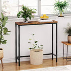 Mesa Consola Estrecha de 29.5" – Mesa de Entrada Marrón Rústico y Negro