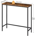 Mesa Consola Estrecha de 29.5" – Mesa de Entrada Marrón Rústico y Negro