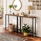 Mesa Consola Estrecha de 29.5" – Mesa de Entrada Marrón Rústico y Negro