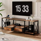 TV Stand with Fabric Drawers & Power Outlets, TV Console Entertainment Center with Open Shelves for 75/70/65 Inch TV,Suitable for Living Room,Bedroom