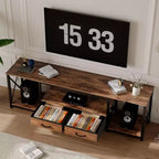 Mueble de TV con cajones de tela y tomas de corriente, Centro de entretenimiento tipo consola para TV con estantes abiertos para TV de 75/70/65 pulgadas, Adecuado para sala de estar, dormitorio