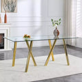 71-Inch Tempered Glass Dining Table with Sturdy Metal Legs, Impact and Heat Resistant for Family Dining