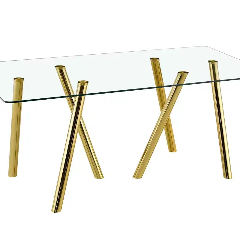 Table à manger en verre trempé de 180 cm avec pieds métalliques robustes, résistante aux chocs et à la chaleur pour les repas en famille