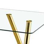 Table à manger en verre trempé de 180 cm avec pieds métalliques robustes, résistante aux chocs et à la chaleur pour les repas en famille